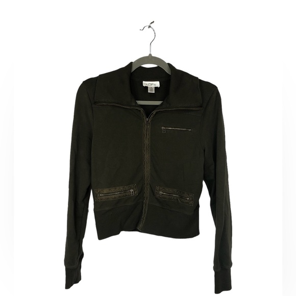 LOFT Jackets & Blazers - Loft Women’s Jacket Dark Olive Zip Pockets Front Zip Soft Corduroy Trim Soft